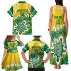 Custom Australia Socceroos Football Family Matching Tank Maxi Dress and Hawaiian Shirt Come On Aussie