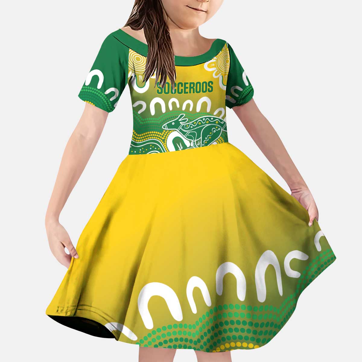 Custom Australia Socceroos Football Kid Short Sleeve Dress Come On Aussie