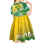 Custom Australia Socceroos Football Kid Short Sleeve Dress Come On Aussie