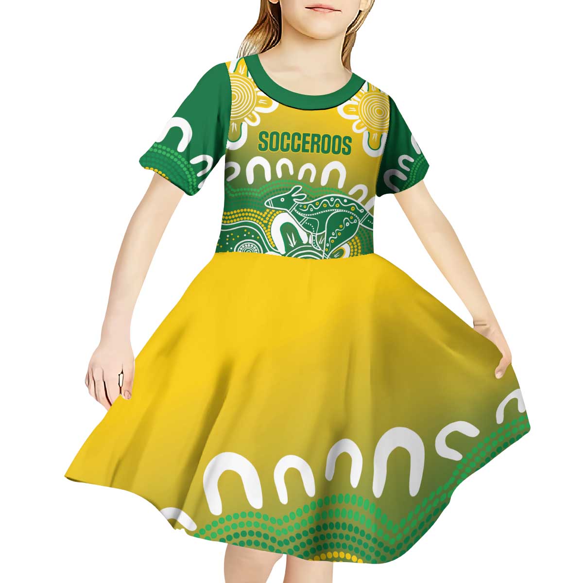 Custom Australia Socceroos Football Kid Short Sleeve Dress Come On Aussie