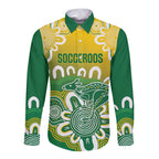Custom Australia Socceroos Football Long Sleeve Button Shirt Come On Aussie