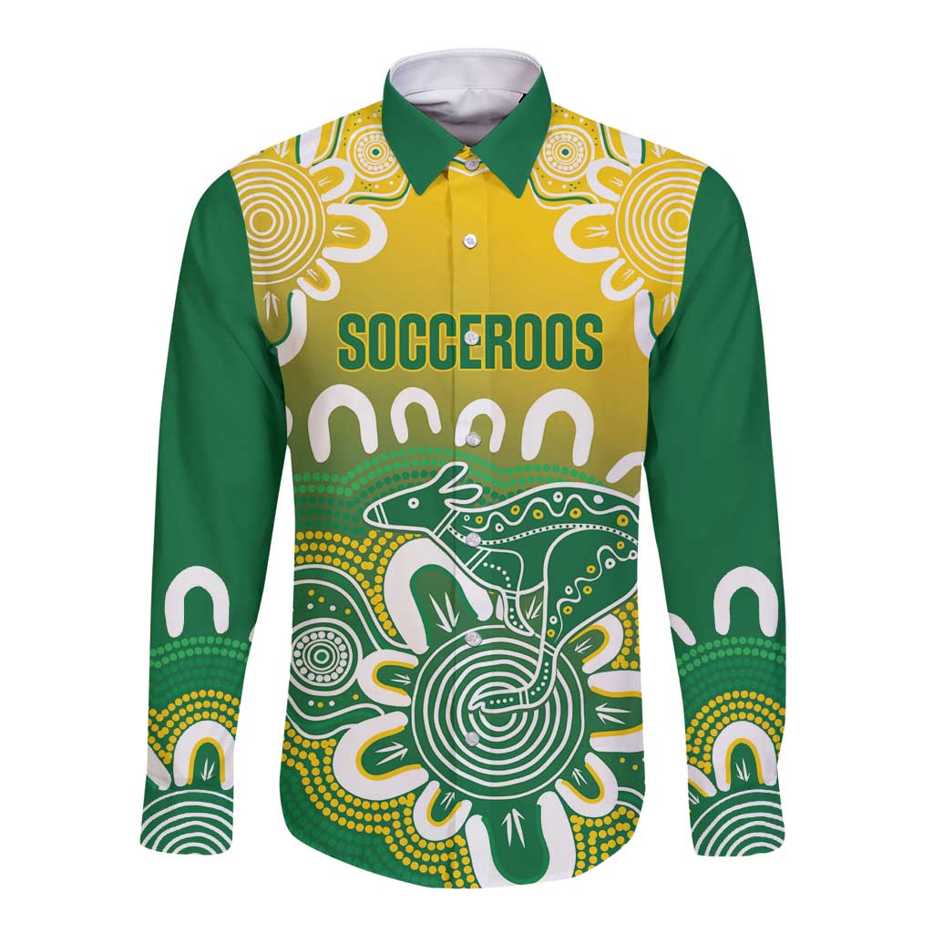 Custom Australia Socceroos Football Long Sleeve Button Shirt Come On Aussie