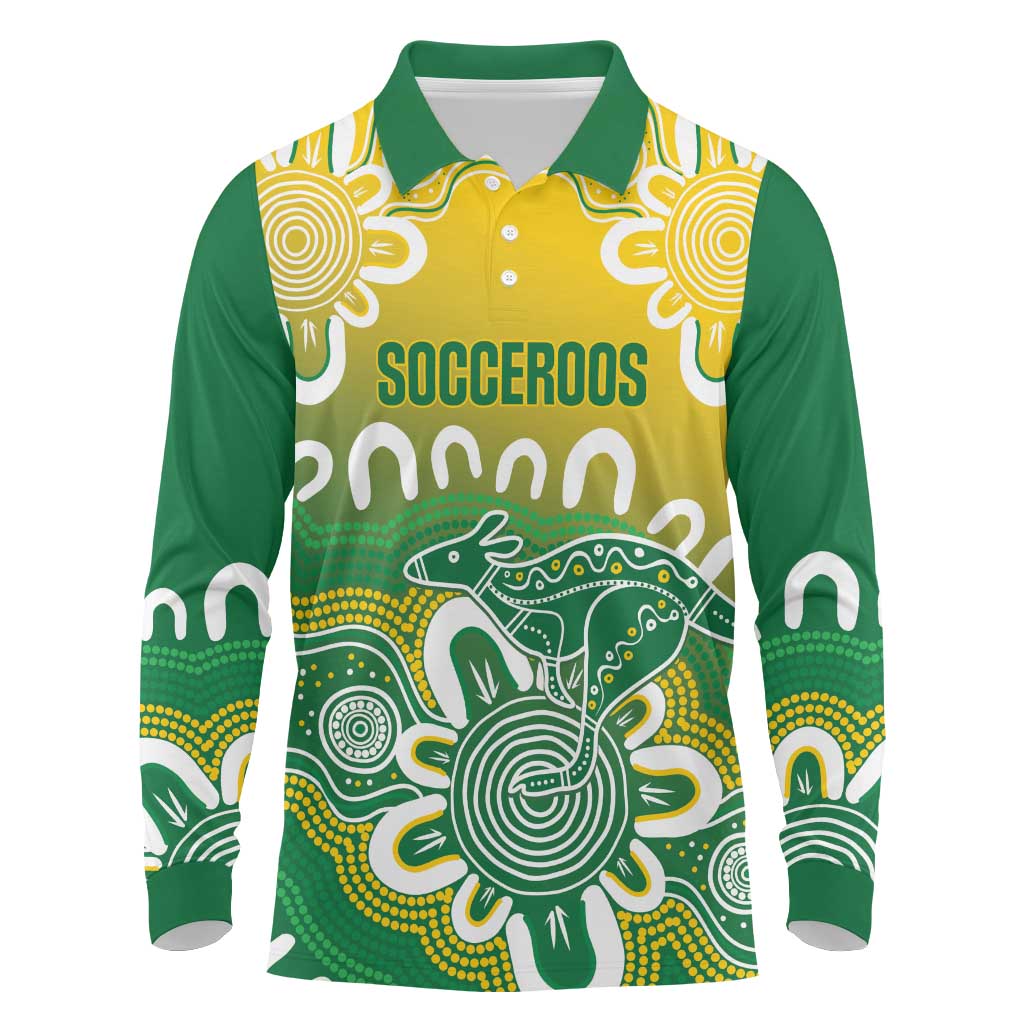 Custom Australia Socceroos Football Long Sleeve Polo Shirt Come On Aussie