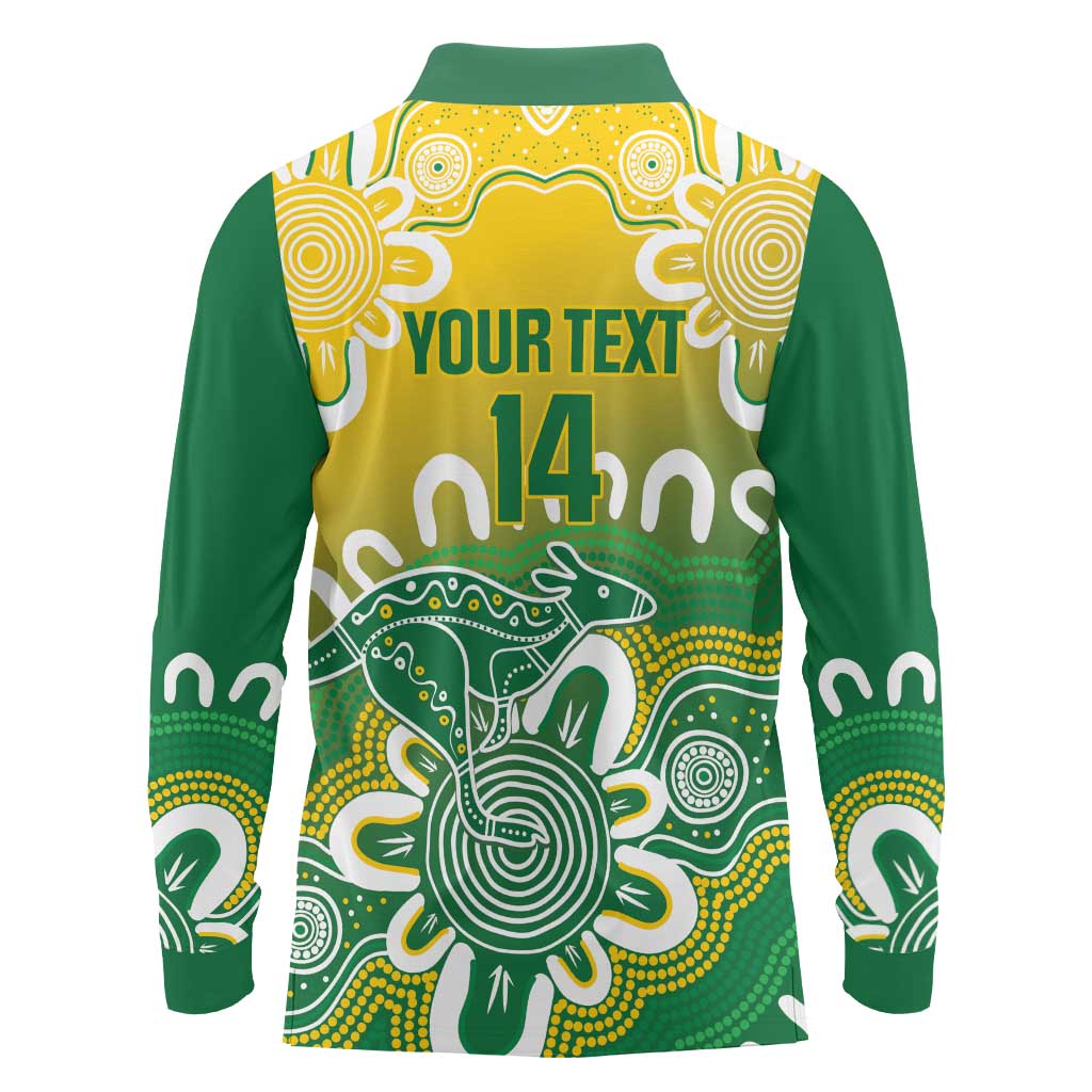 Custom Australia Socceroos Football Long Sleeve Polo Shirt Come On Aussie