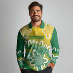 Custom Australia Socceroos Football Long Sleeve Polo Shirt Come On Aussie