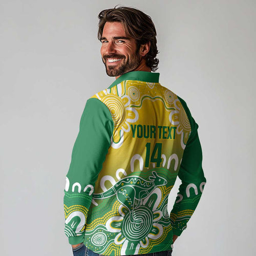 Custom Australia Socceroos Football Long Sleeve Polo Shirt Come On Aussie