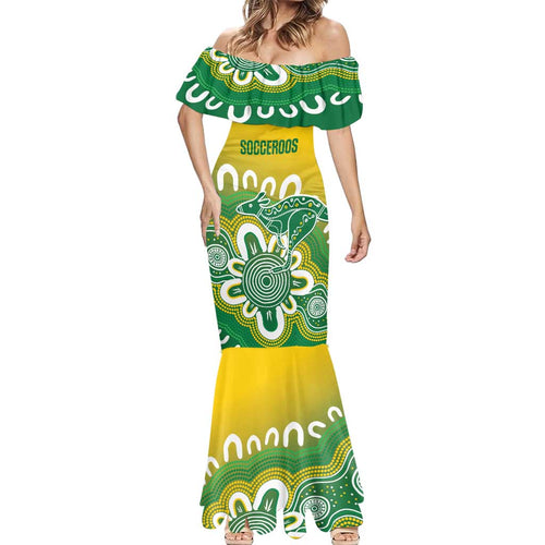 Custom Australia Socceroos Football Mermaid Dress Come On Aussie