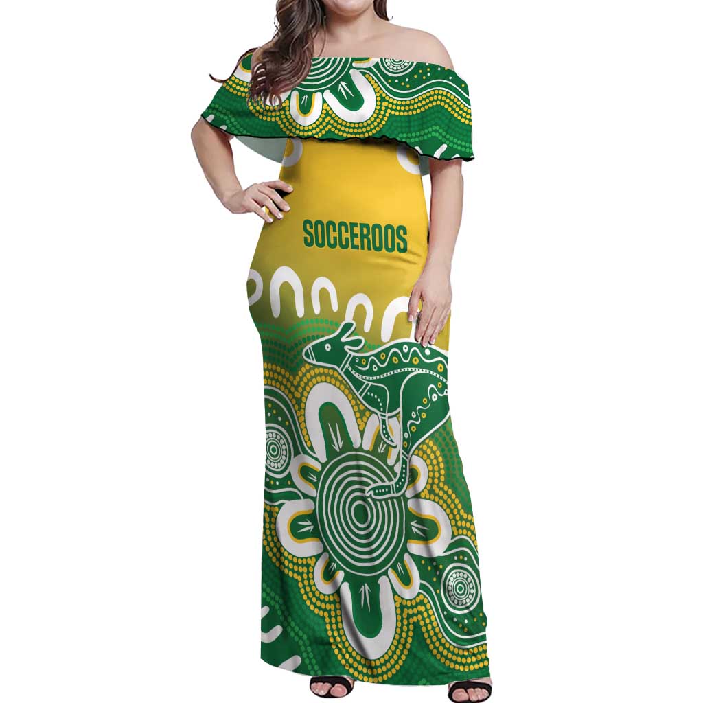 Custom Australia Socceroos Football Off Shoulder Maxi Dress Come On Aussie