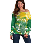 Custom Australia Socceroos Football Off Shoulder Sweater Come On Aussie