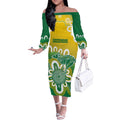 Custom Australia Socceroos Football Off The Shoulder Long Sleeve Dress Come On Aussie