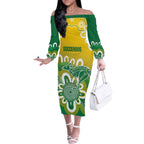 Custom Australia Socceroos Football Off The Shoulder Long Sleeve Dress Come On Aussie