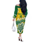 Custom Australia Socceroos Football Off The Shoulder Long Sleeve Dress Come On Aussie