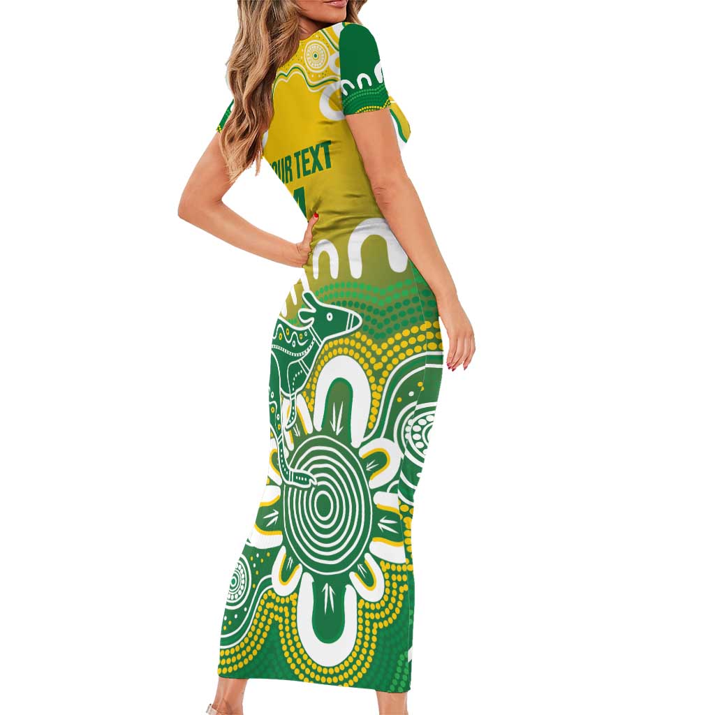 Custom Australia Socceroos Football Short Sleeve Bodycon Dress Come On Aussie