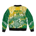 Custom Australia Socceroos Football Sleeve Zip Bomber Jacket Come On Aussie
