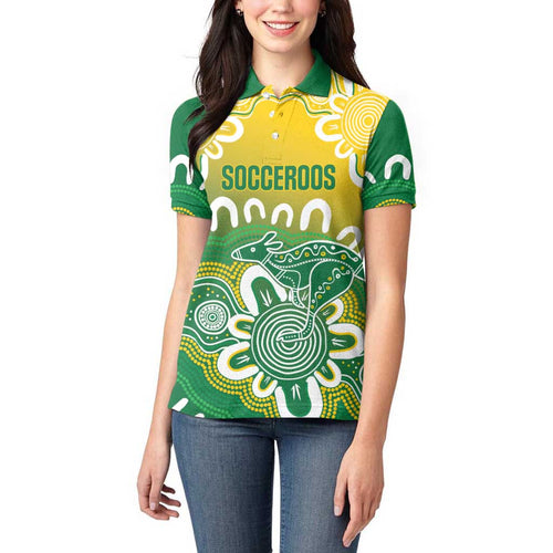 Custom Australia Socceroos Football Women Polo Shirt Come On Aussie