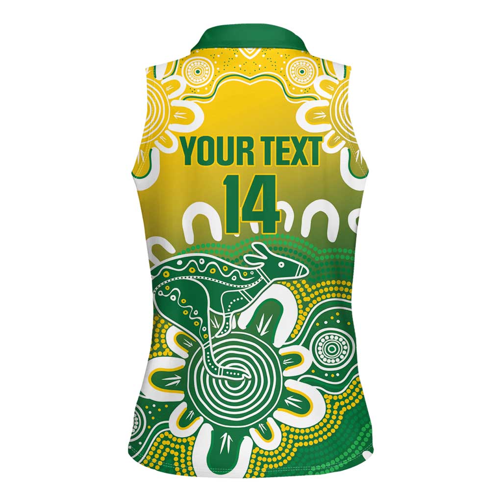 Custom Australia Socceroos Football Women Sleeveless Polo Shirt Come On Aussie