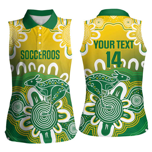 Custom Australia Socceroos Football Women Sleeveless Polo Shirt Come On Aussie