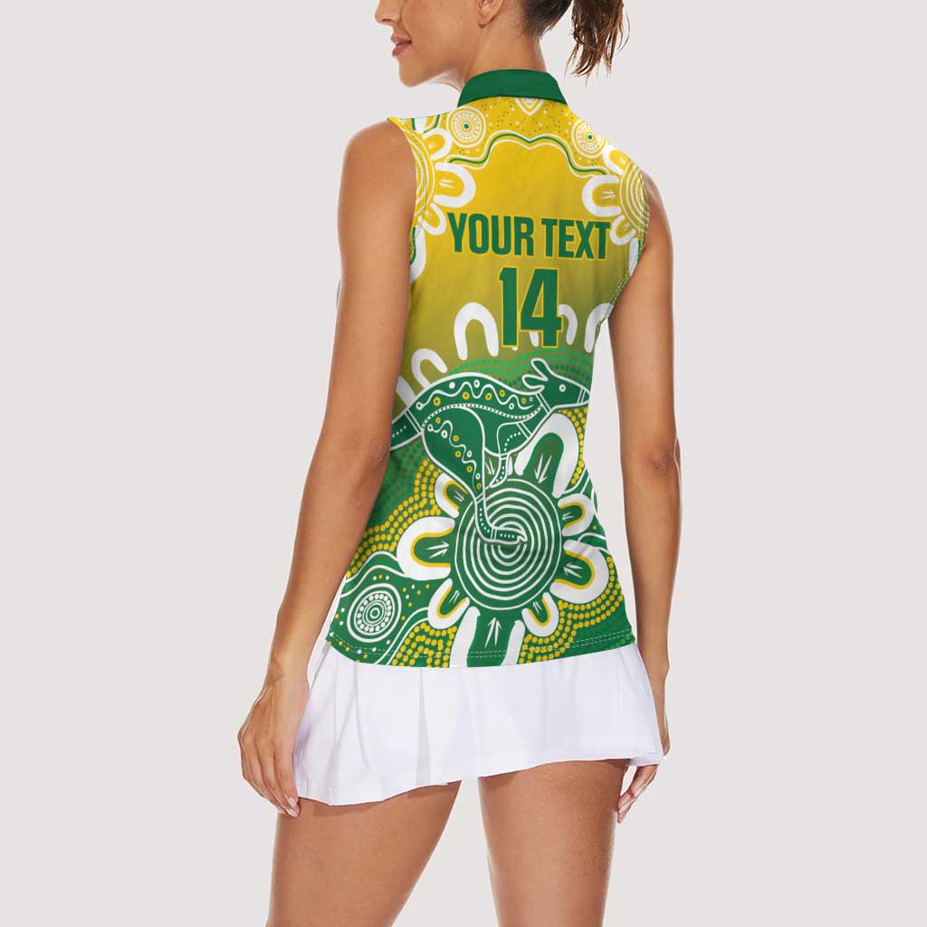 Custom Australia Socceroos Football Women Sleeveless Polo Shirt Come On Aussie