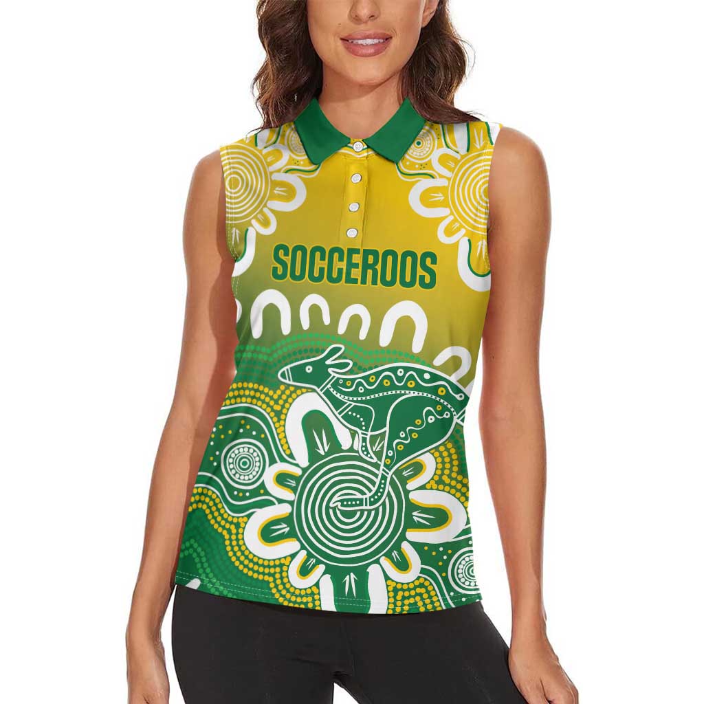 Custom Australia Socceroos Football Women Sleeveless Polo Shirt Come On Aussie