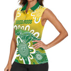 Custom Australia Socceroos Football Women Sleeveless Polo Shirt Come On Aussie
