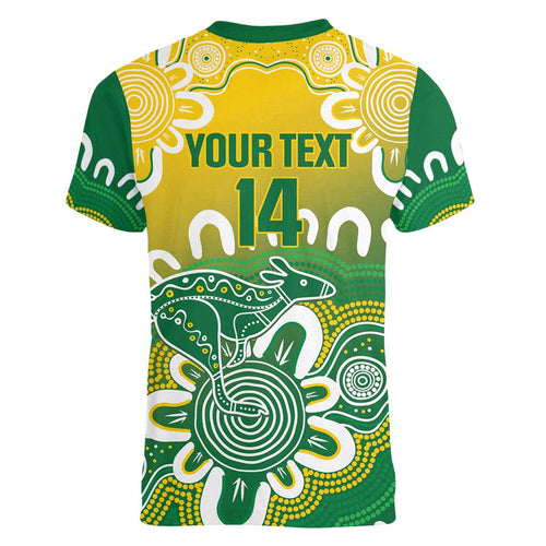Custom Australia Socceroos Football Women V-Neck T-Shirt Come On Aussie