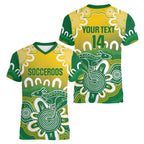 Custom Australia Socceroos Football Women V-Neck T-Shirt Come On Aussie
