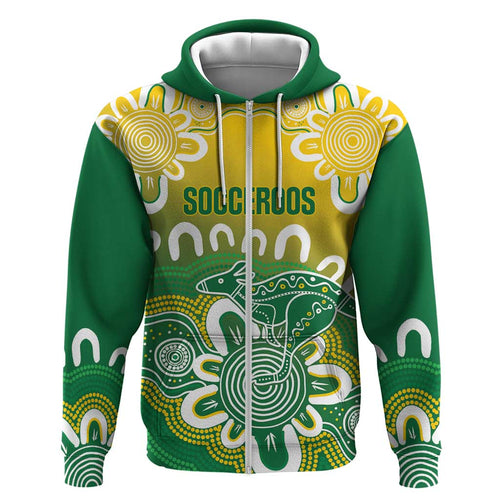 Custom Australia Socceroos Football Zip Hoodie Come On Aussie
