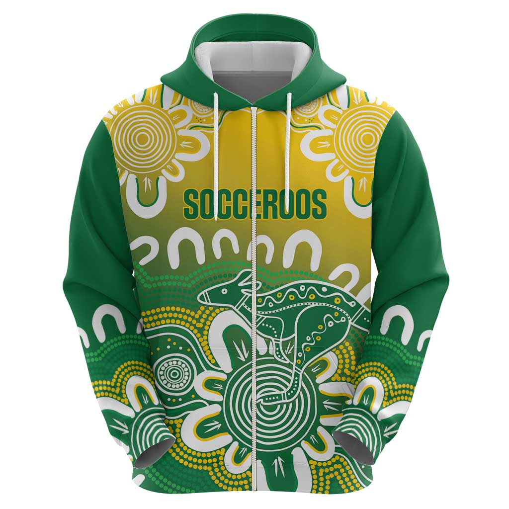 Custom Australia Socceroos Football Zip Hoodie Come On Aussie