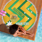 Custom Australia Socceroos Football Beach Blanket 2025 Sporty Version