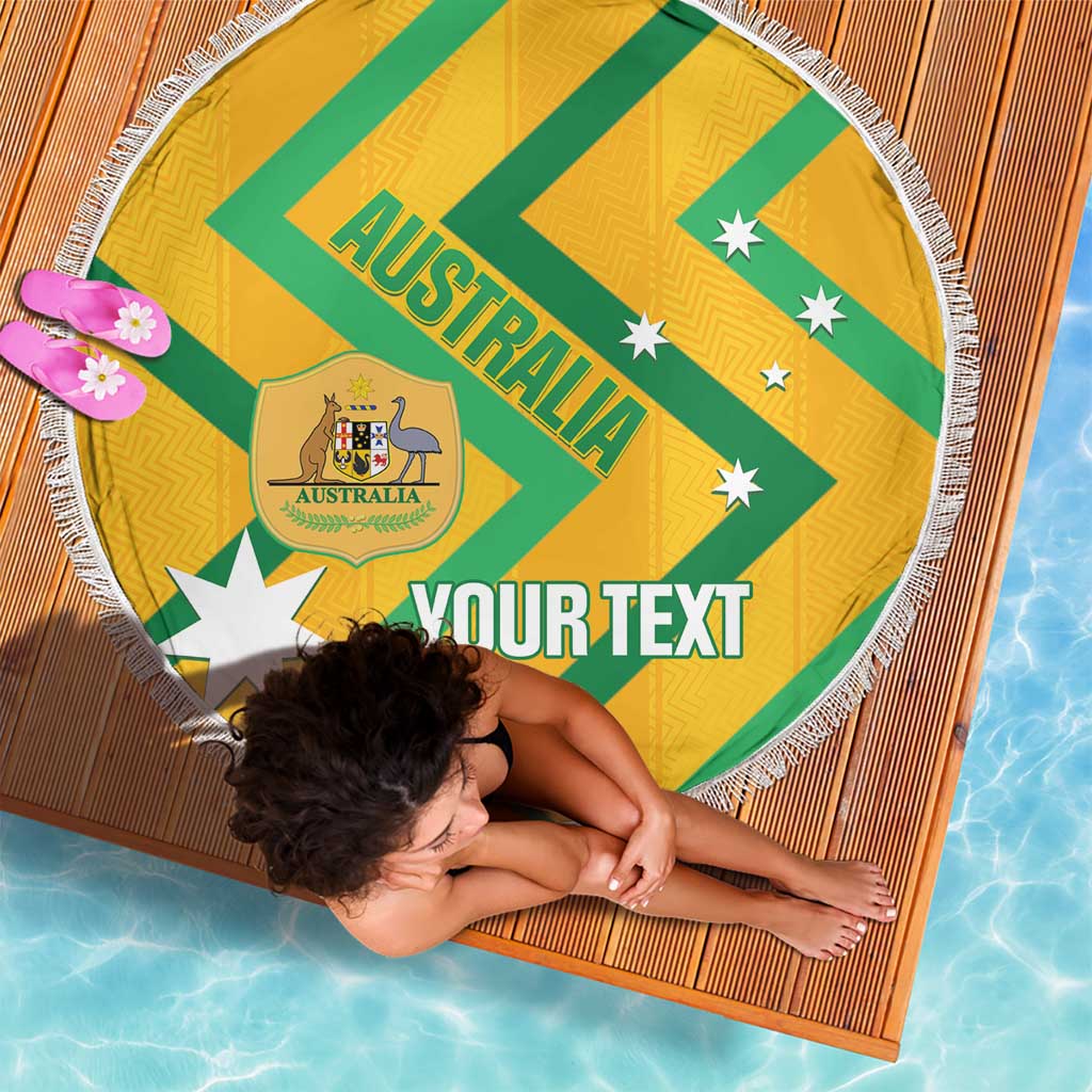 Custom Australia Socceroos Football Beach Blanket 2025 Sporty Version