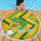 Custom Australia Socceroos Football Beach Blanket 2025 Sporty Version