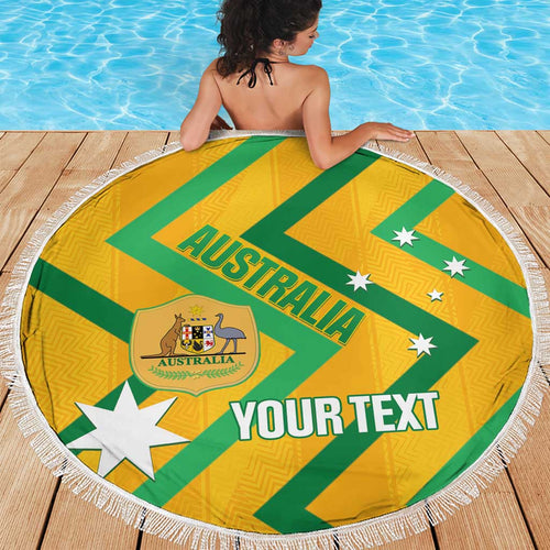Custom Australia Socceroos Football Beach Blanket 2025 Sporty Version