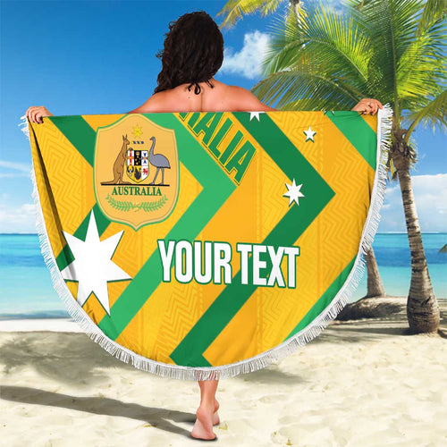 Custom Australia Socceroos Football Beach Blanket 2025 Sporty Version