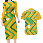 Custom Australia Socceroos Football Couples Matching Long Sleeve Bodycon Dress and Hawaiian Shirt 2025 Sporty Version