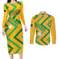Custom Australia Socceroos Football Couples Matching Long Sleeve Bodycon Dress and Long Sleeve Button Shirt 2025 Sporty Version