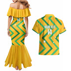 Custom Australia Socceroos Football Couples Matching Mermaid Dress and Hawaiian Shirt 2025 Sporty Version