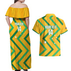 Custom Australia Socceroos Football Couples Matching Off Shoulder Maxi Dress and Hawaiian Shirt 2025 Sporty Version