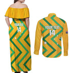 Custom Australia Socceroos Football Couples Matching Off Shoulder Maxi Dress and Long Sleeve Button Shirt 2025 Sporty Version
