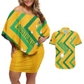 Custom Australia Socceroos Football Couples Matching Off Shoulder Short Dress and Hawaiian Shirt 2025 Sporty Version