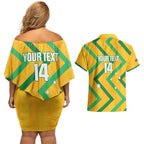 Custom Australia Socceroos Football Couples Matching Off Shoulder Short Dress and Hawaiian Shirt 2025 Sporty Version