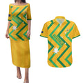 Custom Australia Socceroos Football Couples Matching Puletasi and Hawaiian Shirt 2025 Sporty Version