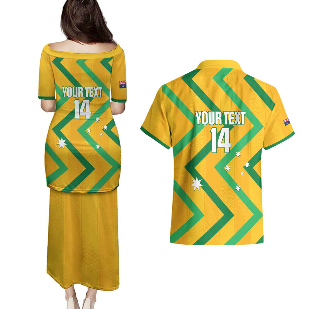 Custom Australia Socceroos Football Couples Matching Puletasi and Hawaiian Shirt 2025 Sporty Version