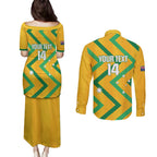 Custom Australia Socceroos Football Couples Matching Puletasi and Long Sleeve Button Shirt 2025 Sporty Version