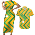 Custom Australia Socceroos Football Couples Matching Short Sleeve Bodycon Dress and Hawaiian Shirt 2025 Sporty Version