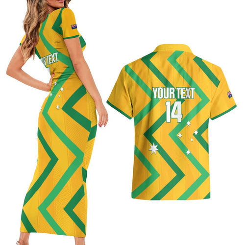 Custom Australia Socceroos Football Couples Matching Short Sleeve Bodycon Dress and Hawaiian Shirt 2025 Sporty Version