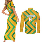 Custom Australia Socceroos Football Couples Matching Short Sleeve Bodycon Dress and Long Sleeve Button Shirt 2025 Sporty Version