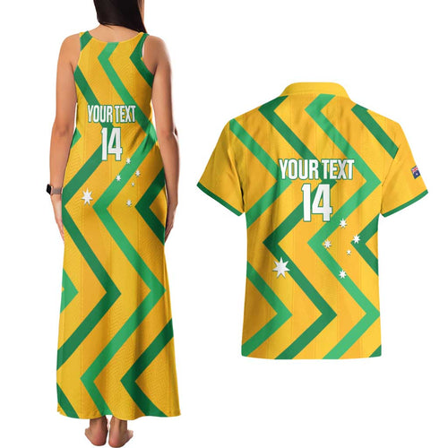 Custom Australia Socceroos Football Couples Matching Tank Maxi Dress and Hawaiian Shirt 2025 Sporty Version
