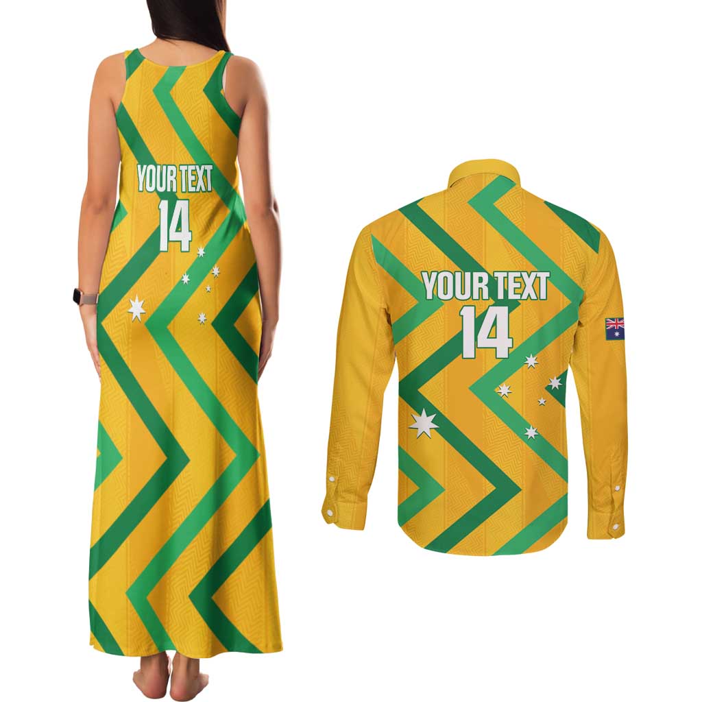 Custom Australia Socceroos Football Couples Matching Tank Maxi Dress and Long Sleeve Button Shirt 2025 Sporty Version