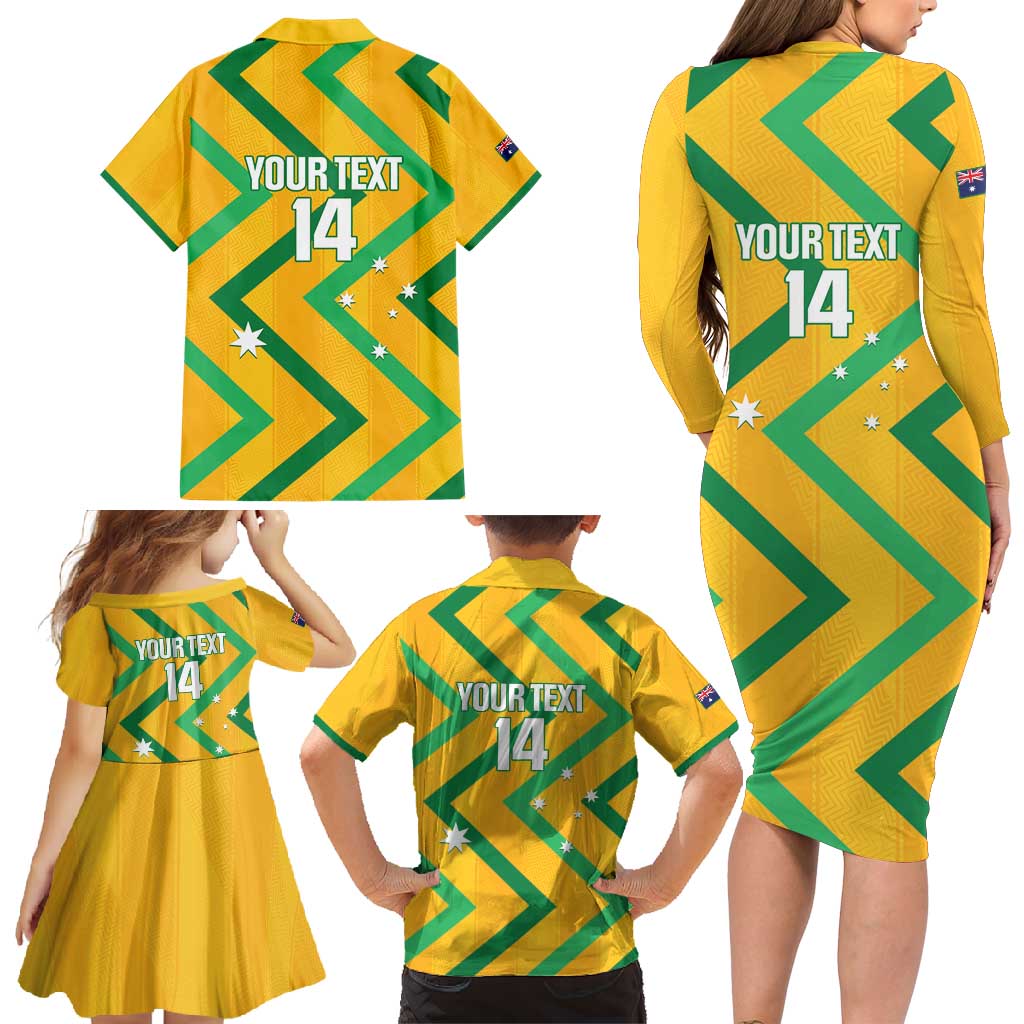 Custom Australia Socceroos Football Family Matching Long Sleeve Bodycon Dress and Hawaiian Shirt 2025 Sporty Version