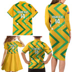 Custom Australia Socceroos Football Family Matching Long Sleeve Bodycon Dress and Hawaiian Shirt 2025 Sporty Version